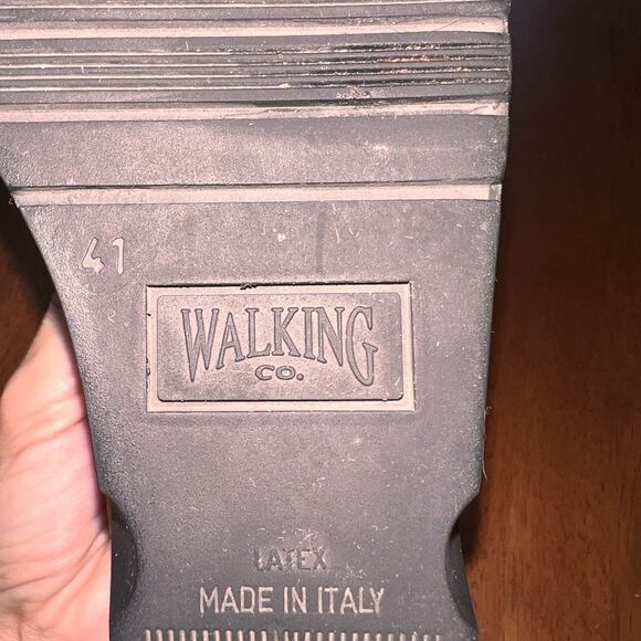 Walking Co Italy Perforated Nubuck Leather Tan Wedge Shoes Zip Back Women 10 - Picture 5 of 8